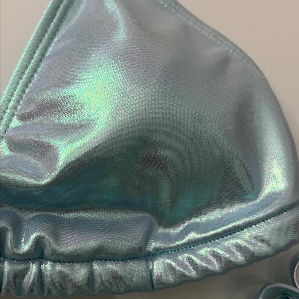 NWT $228 iridescent aqua BIKINI SET Bottoms Up Bikinis Everything But Water M - Picture 6 of 9